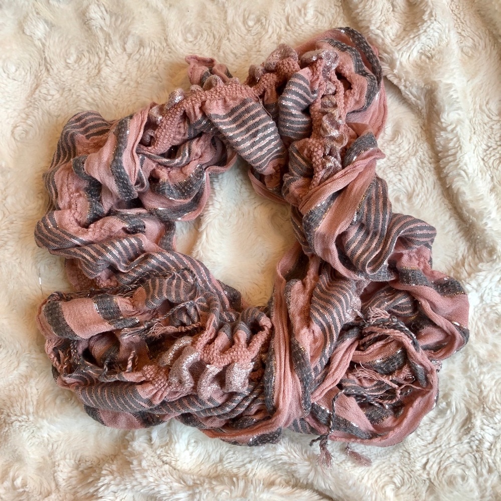 Mauve Grey and Silver Metallic Fashion Neck Scarf